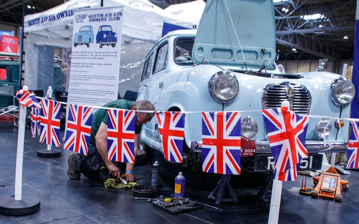 Edna on stand at Practical Classics Classic Car & Restoration Show 2025