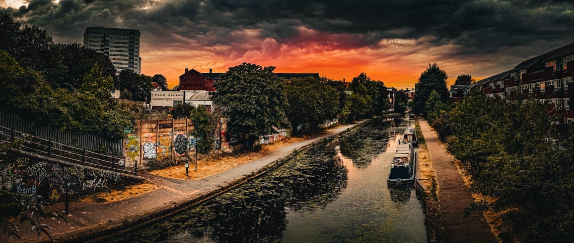 Dramatic sunset over Ladywood